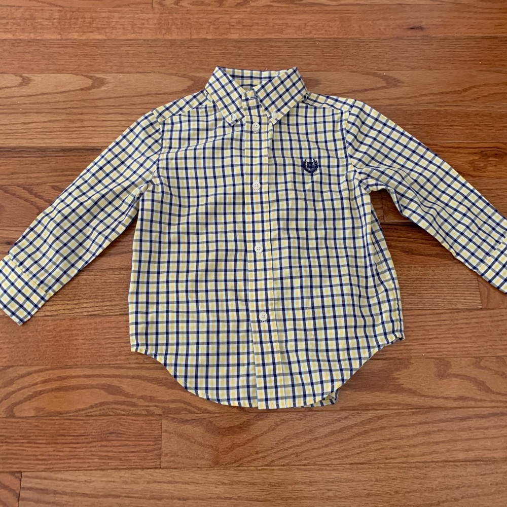 Chaps Yellow and Blue Checkered Button-Up